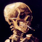 Skull with a burning cigarette